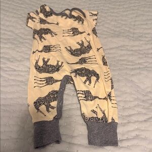 Neutral Cream & Gray Baby One-Piece Bodysuit with Elephant Print